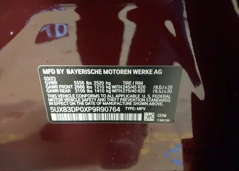 2023 BMW X3 M40I z USA, uszkodzony, nr VIN 5UX83DP0XP9R90764